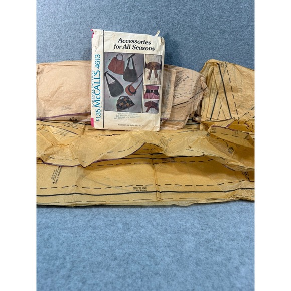 Vintage McCall's 4613 Sewing Pattern Bags Belts Accessories 1975 Some Cut 70's - Picture 6 of 13